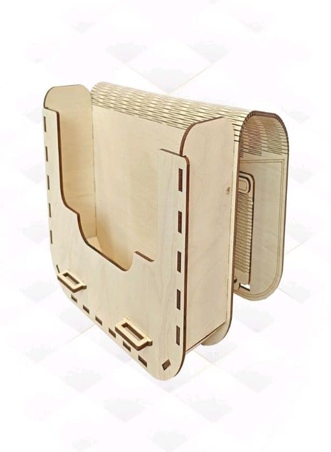 MeeCraft Women's Clutch Handbag - Laser Cut Intricate Wooden Design with Spring Buckle Lock (18.7x6.8x15.5cm, Beige) - Image 2